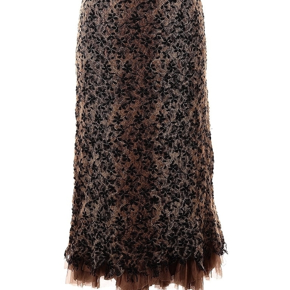 Marianne Kooimans Dresses & Skirts - Marianne Kooimans Black and Brown Lace Silk Skirt Wool Embroidered Vintage Skirt